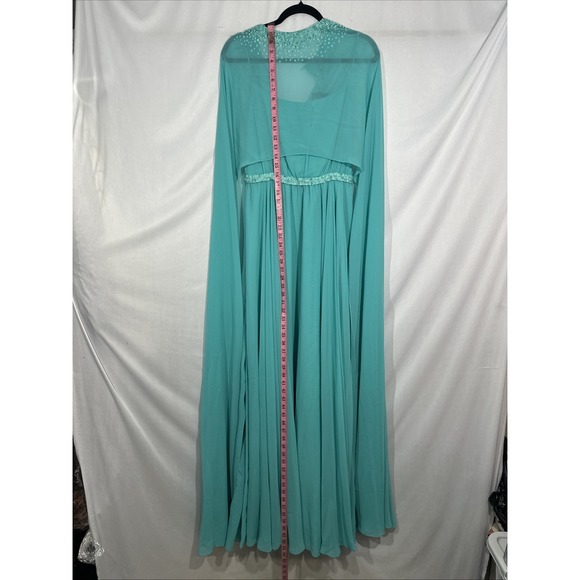 NWT $1095 Sachin & Babi [ 8 ] Lavina Beaded Gown with Cape in Turquoise‎ #J1528 - Picture 8 of 16